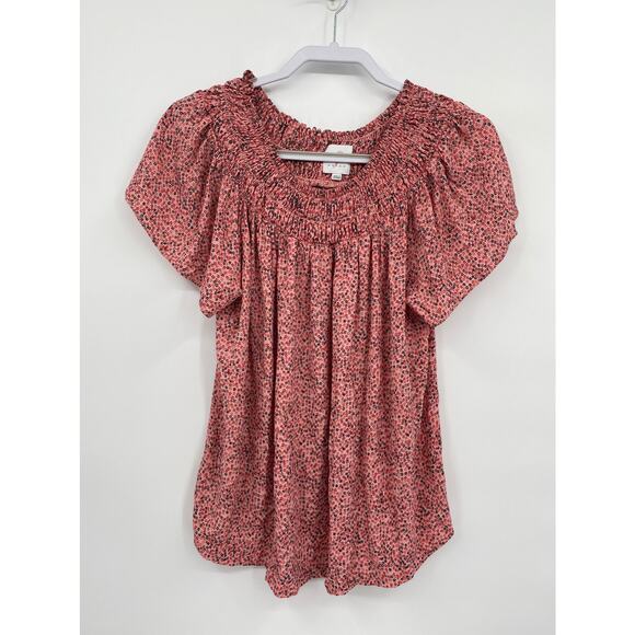 The Nines by Hatch Smock Neck Mini Disty Pink Floral Top Maternity Medium - Picture 1 of 9